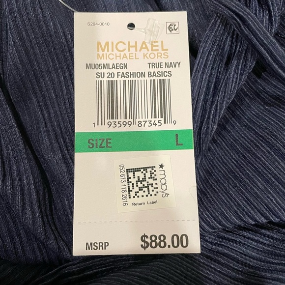 Michael Kors Womens Blue Keyhole Peasant Top L - Picture 6 of 6